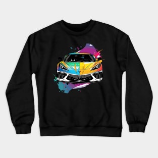 C8 Corvette Supercar Racecar Front View Color Splash Muscle Car Sports Car Corvette C8 Crewneck Sweatshirt